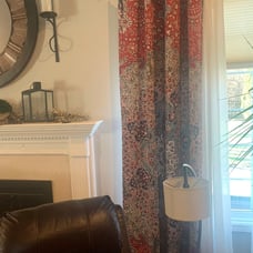 4 curtain panels - can be hung as shown or rod pocket. Does not include sheers.