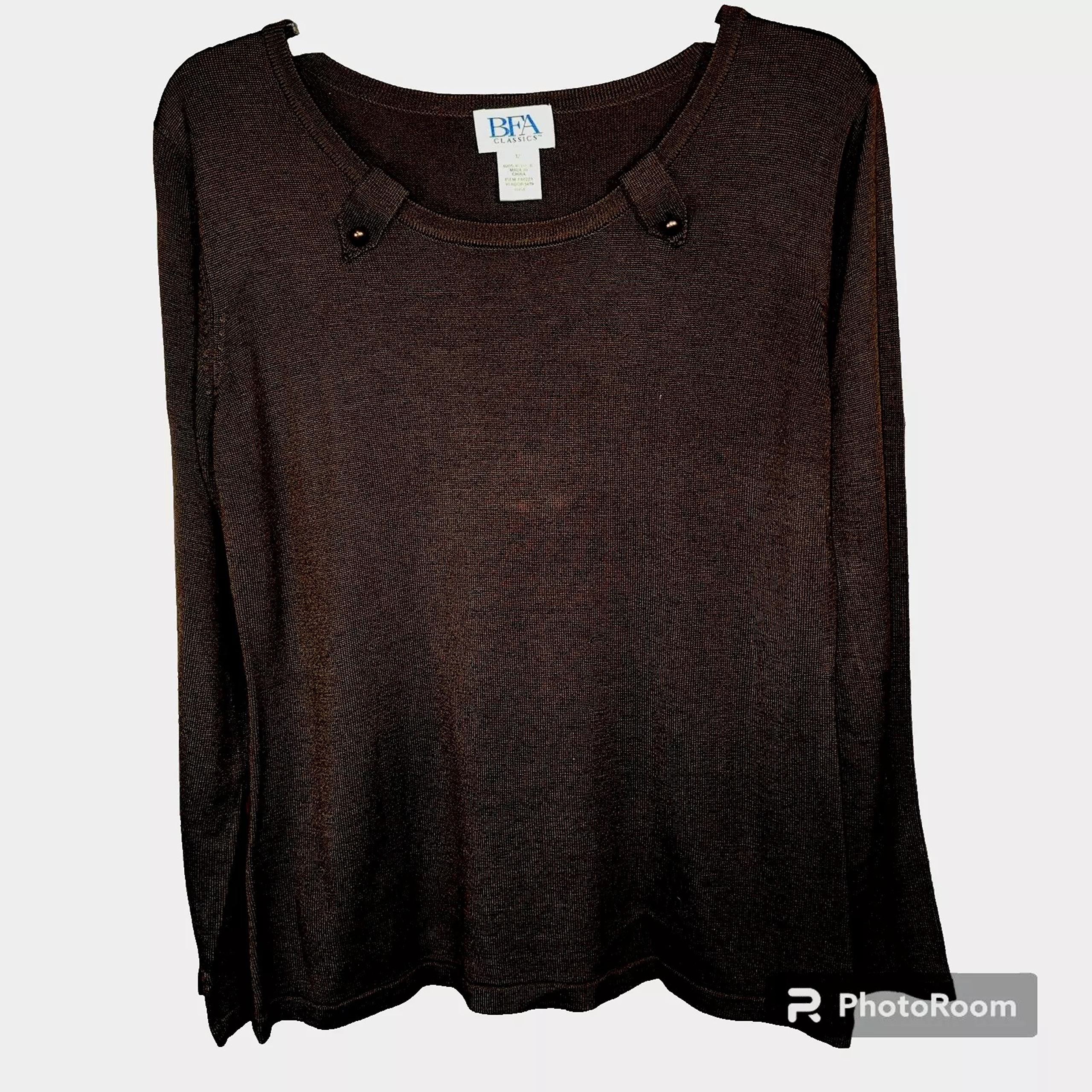 BFA Classics Women's VTG Brown Pullover Long Sleeve Scoop Neck Acrylic Sweater M