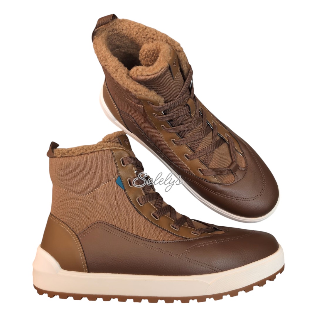 Vessi Alta High Top Waterproof Vegan Leather Dark Teak Tan Brown Boot Mens 13
