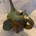 ELEPHANT POTTERY TEAPOT HANDMADE SIGNED ON BOTTOM