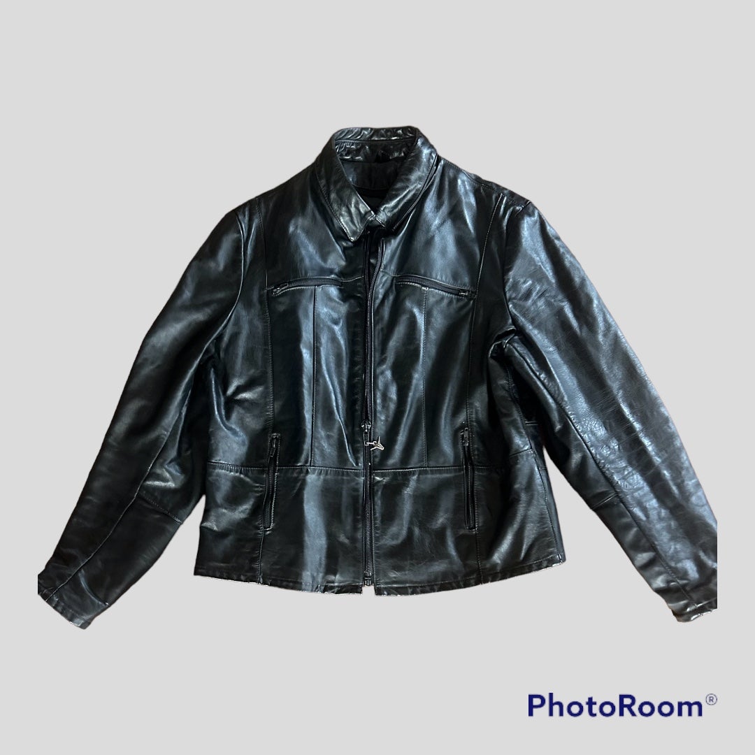 Vintage Taurus by Drospo Leather Jacket•Black•Mens S•Cafe Racer•Biker L