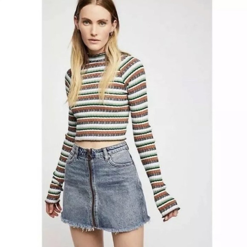 Free People We The Free Zip It Up Denim Skirt - 26