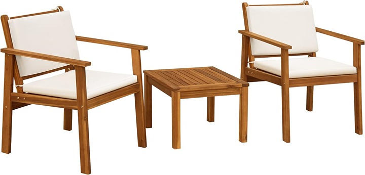 Patio Chairs 3 Piece Acacia Wood Patio Furniture with Coffee Table