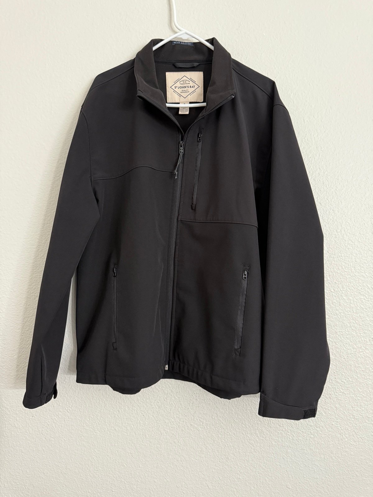 St. John’s Bay Men’s Black Bomber Style Full Zip Jacket , Pockets Sz XL