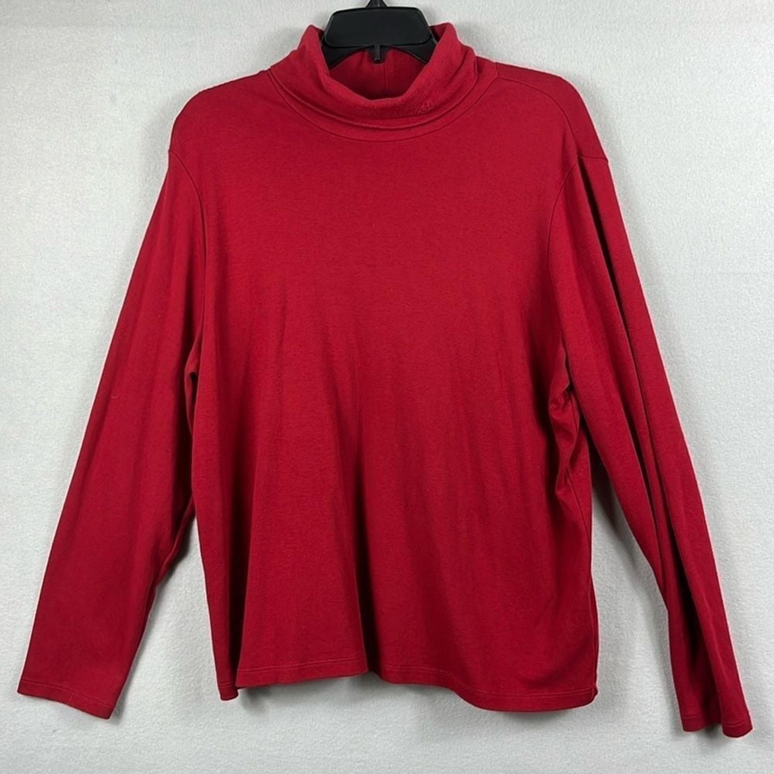 Lauren Ralph Lauren Womens Turtle Neck Shirt Long Sleeve Size 2X Red 100% Cotton