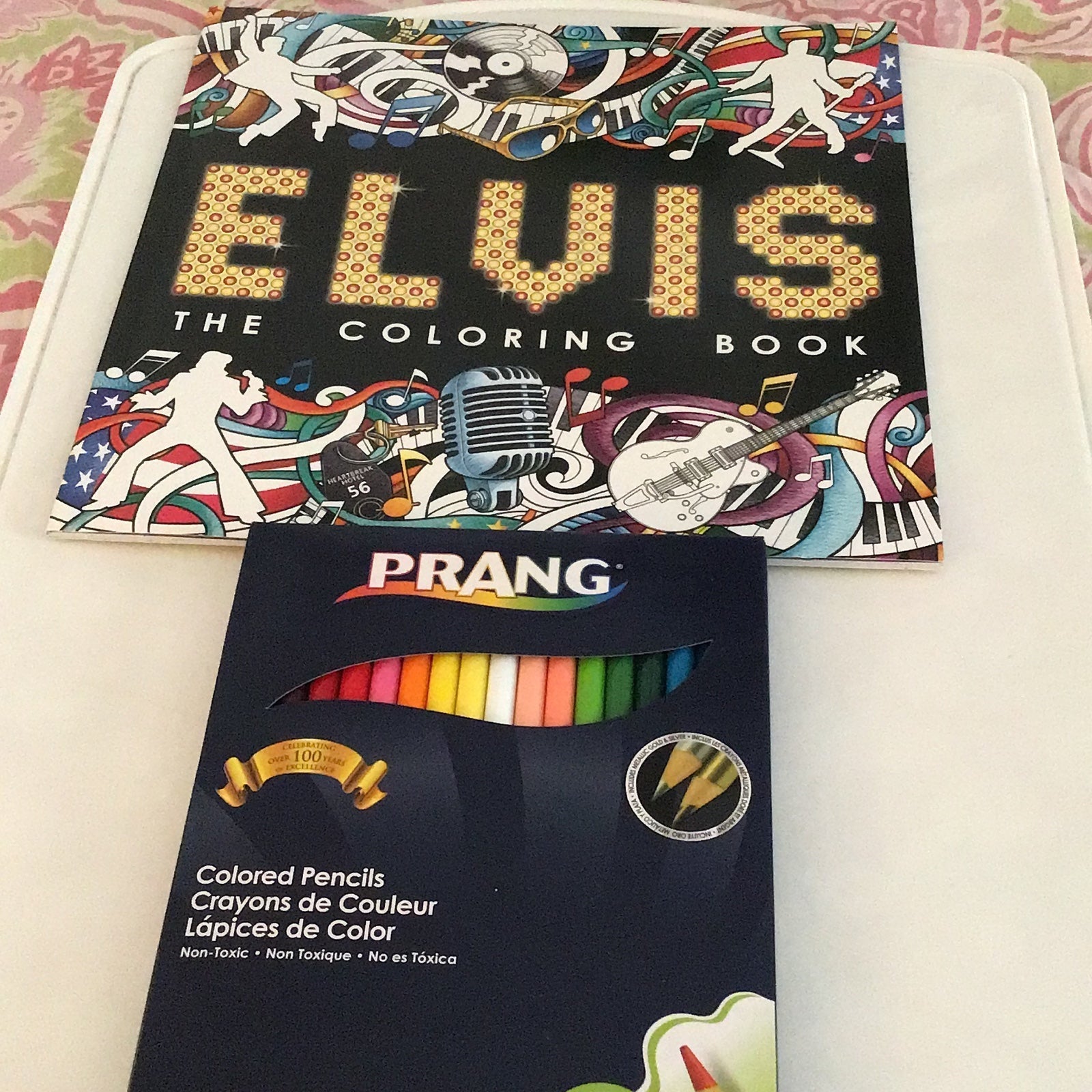 Adult ELVIS The Coloring Book Bundle with box of Prng colored pencils pack of 36