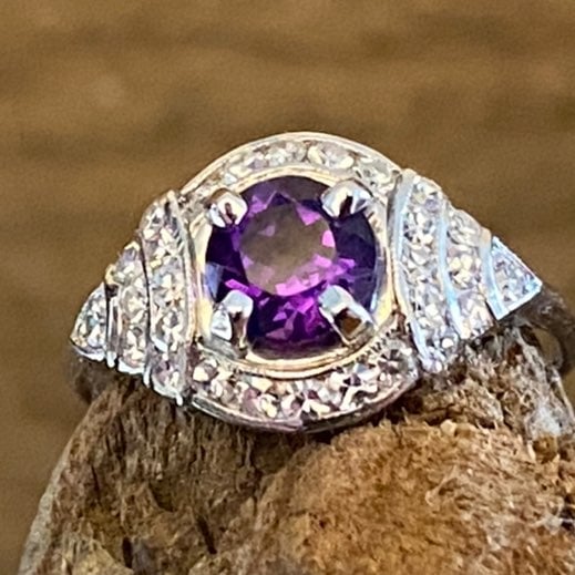 Vintage Amethyst and Diamond Ring