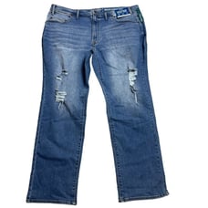 Arizona Jean Co Size 46X32 Blue Distressed Advance Flex 360 Athletic Taper Jeans