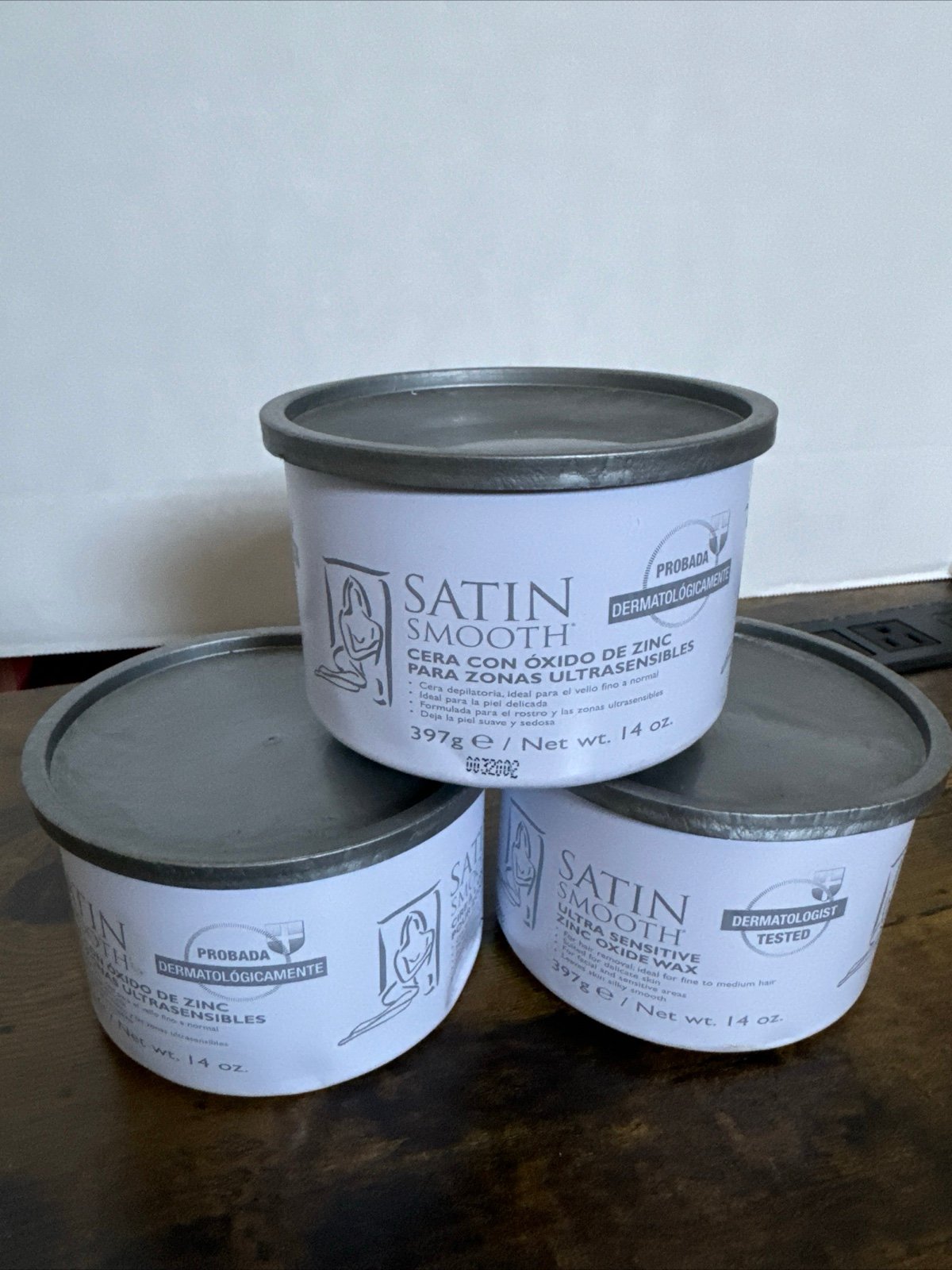 Satin Smooth Ultra Sensitive ZINC OXIDE WAX 14OZ. Dermatologist Tested Qty 3