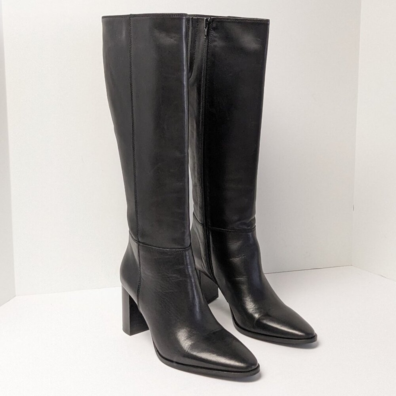 Coach and Four Roan Knee High Boots, Black Leather, Women's 7.5