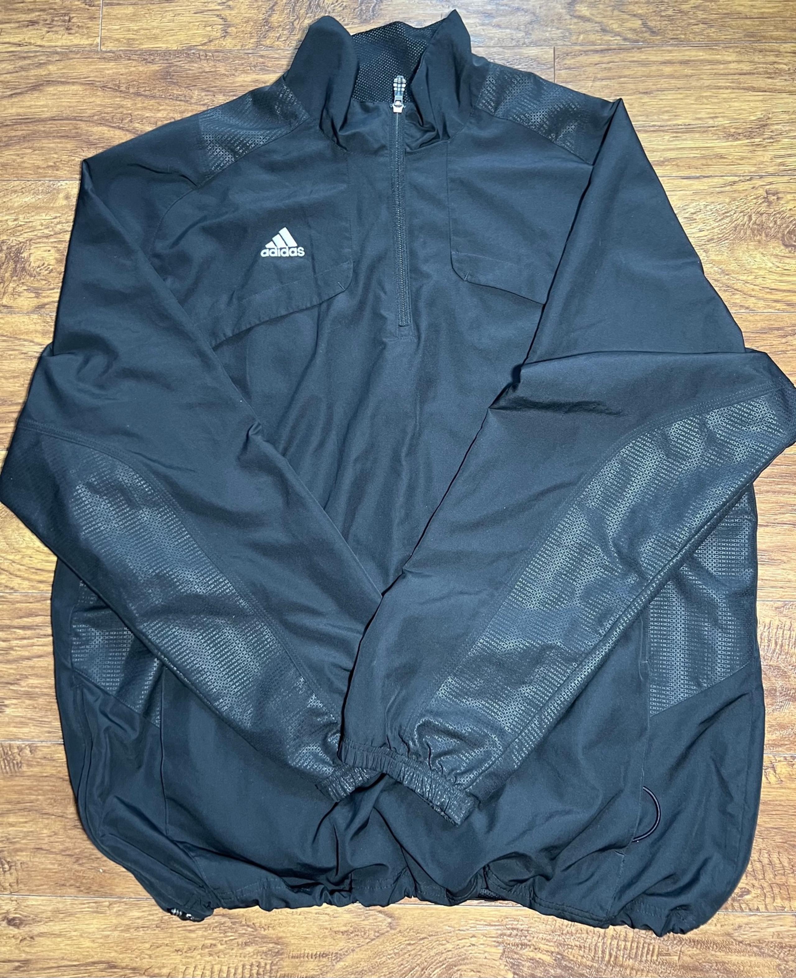 Adidas Pullover Jacket Men's black 1/4 Zip Windbreaker lightweight size XL