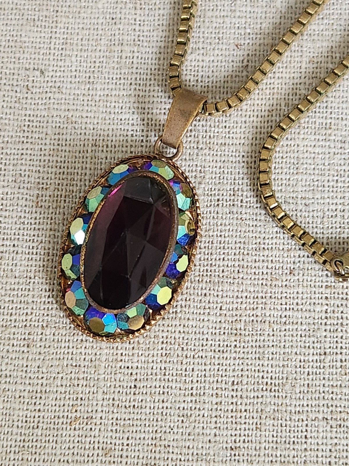 Vtg 1960s Monet Amethyst Crystal Goldtone Necklace