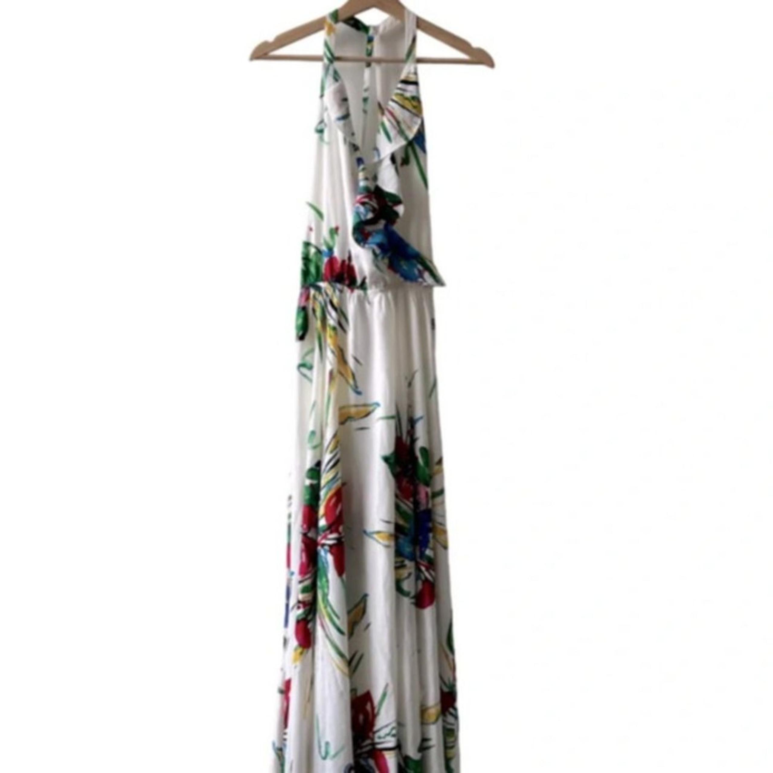 NWT Ark & Co floral maxi dress with ruffle neck size medium Hawaiian bohemian