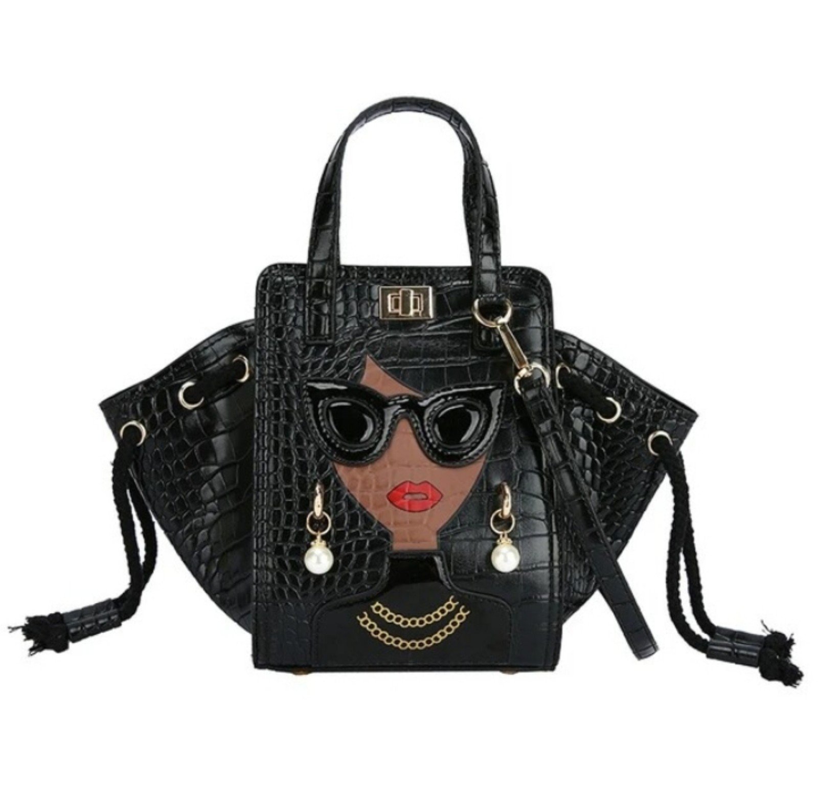 Vintage Style Square Shaped Handbag In Black