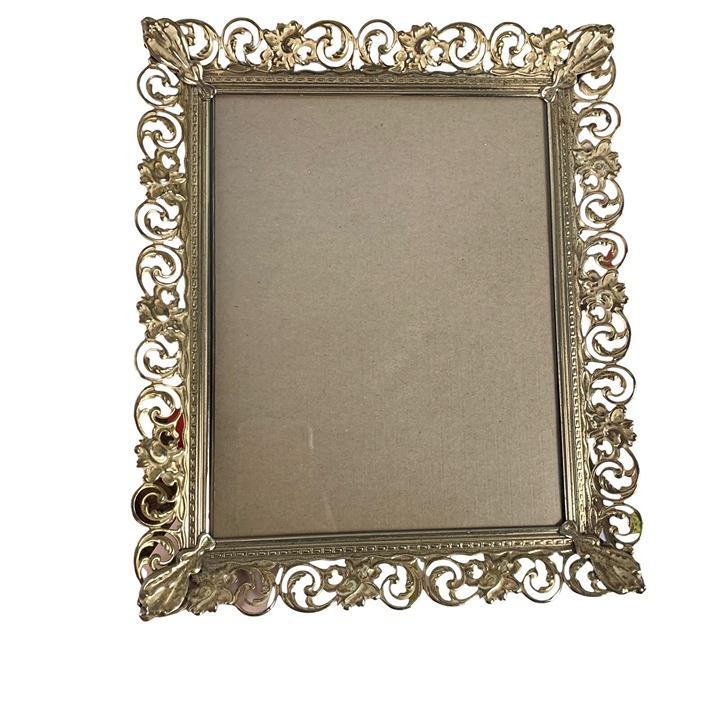 Vintage Picture Frame Ornate Gold Colored Glass Front 10x12 8x10 Photo Size