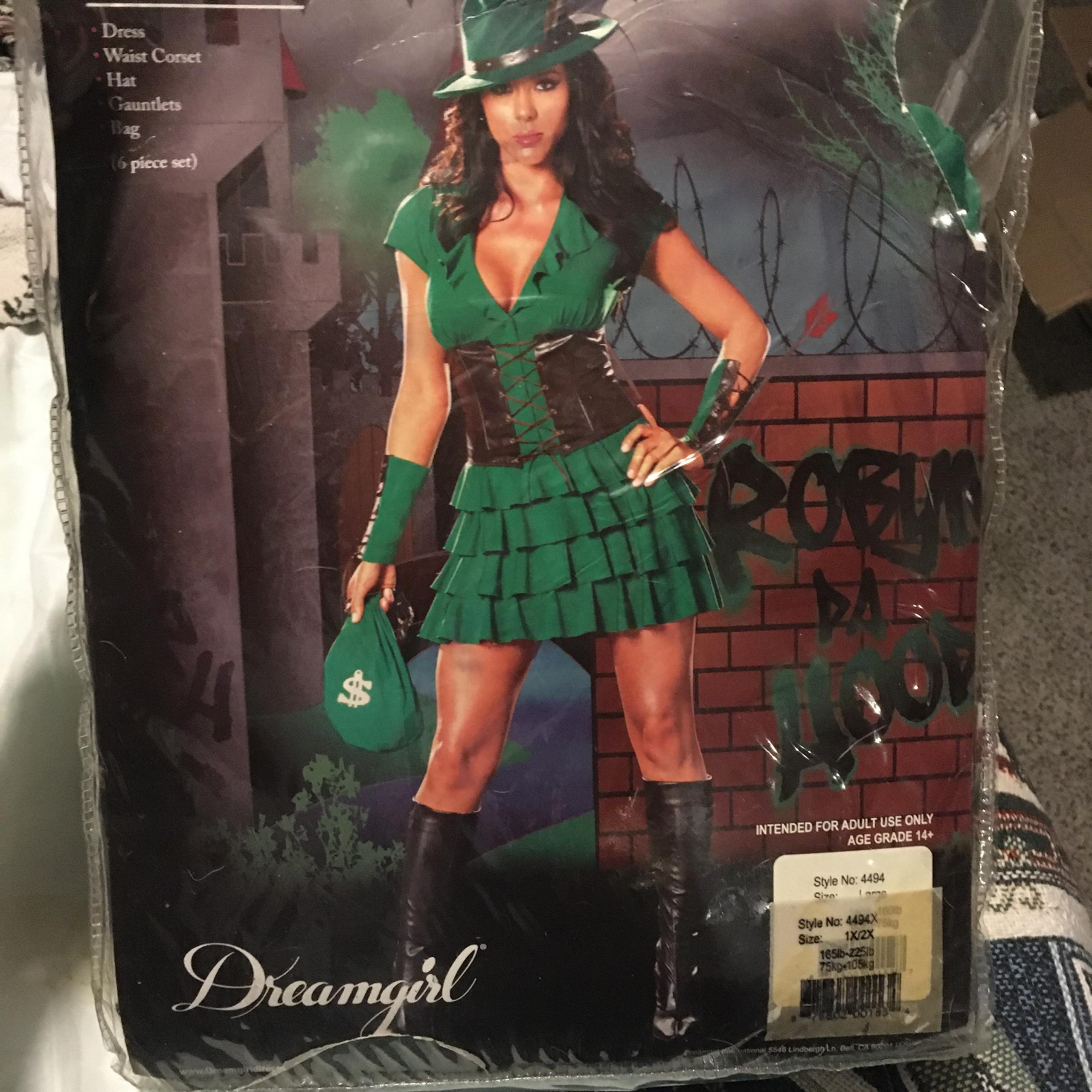 DREAMGIRL ROBYN DA HOOD LACE UP GREEN BROWN DRESS UP COSTUME SIZE 1X 2X New