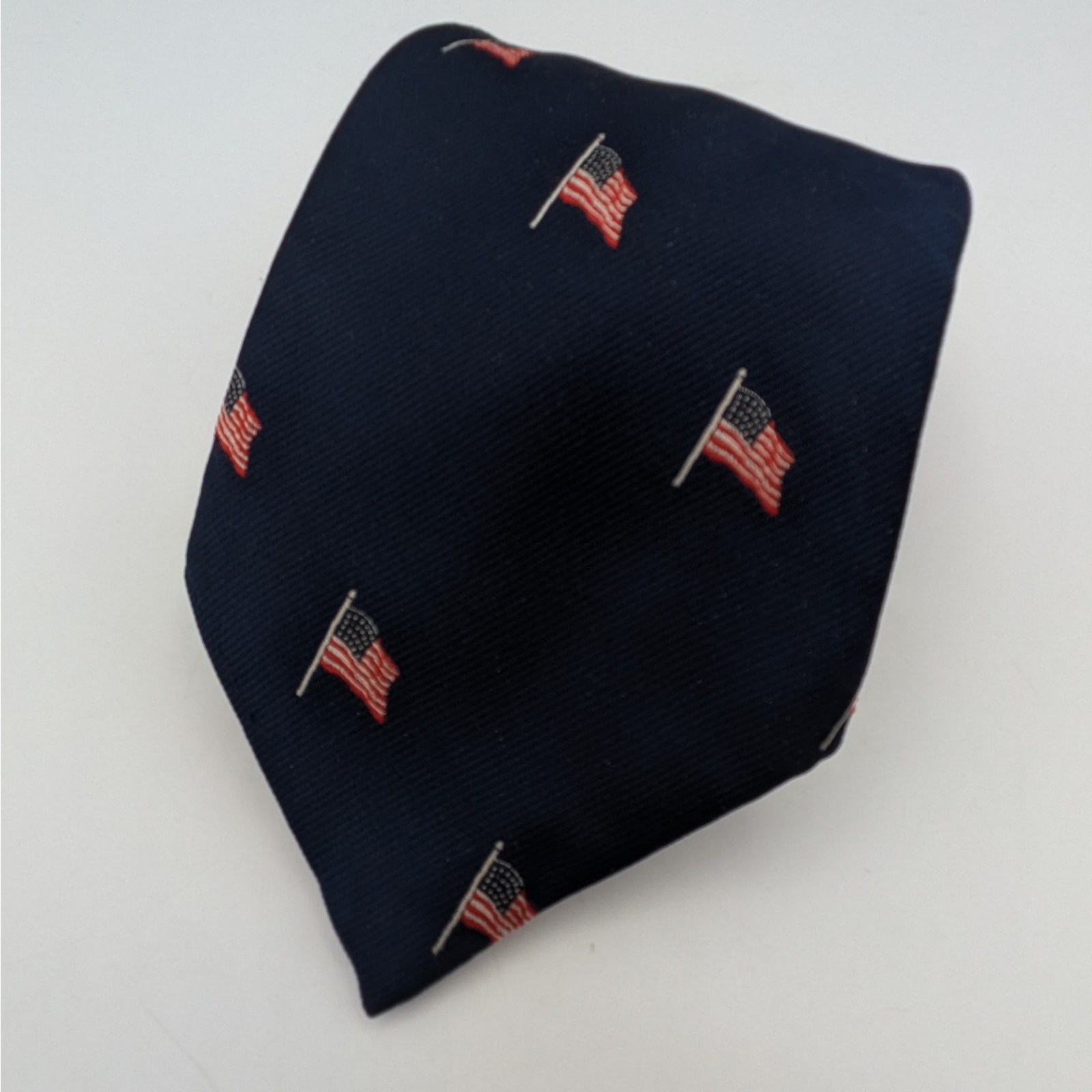 Men Necktie Custom Vintage Franzin Navy Blue Traditional American Flag Neck Tie