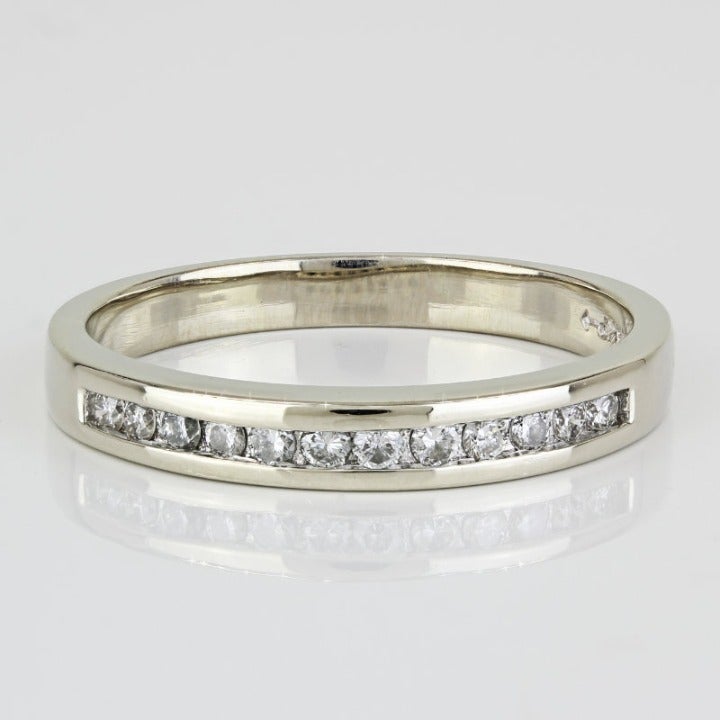 14k White Gold Channel-Set Diamond Wedding Band Anniversary Ring by JB Robinson