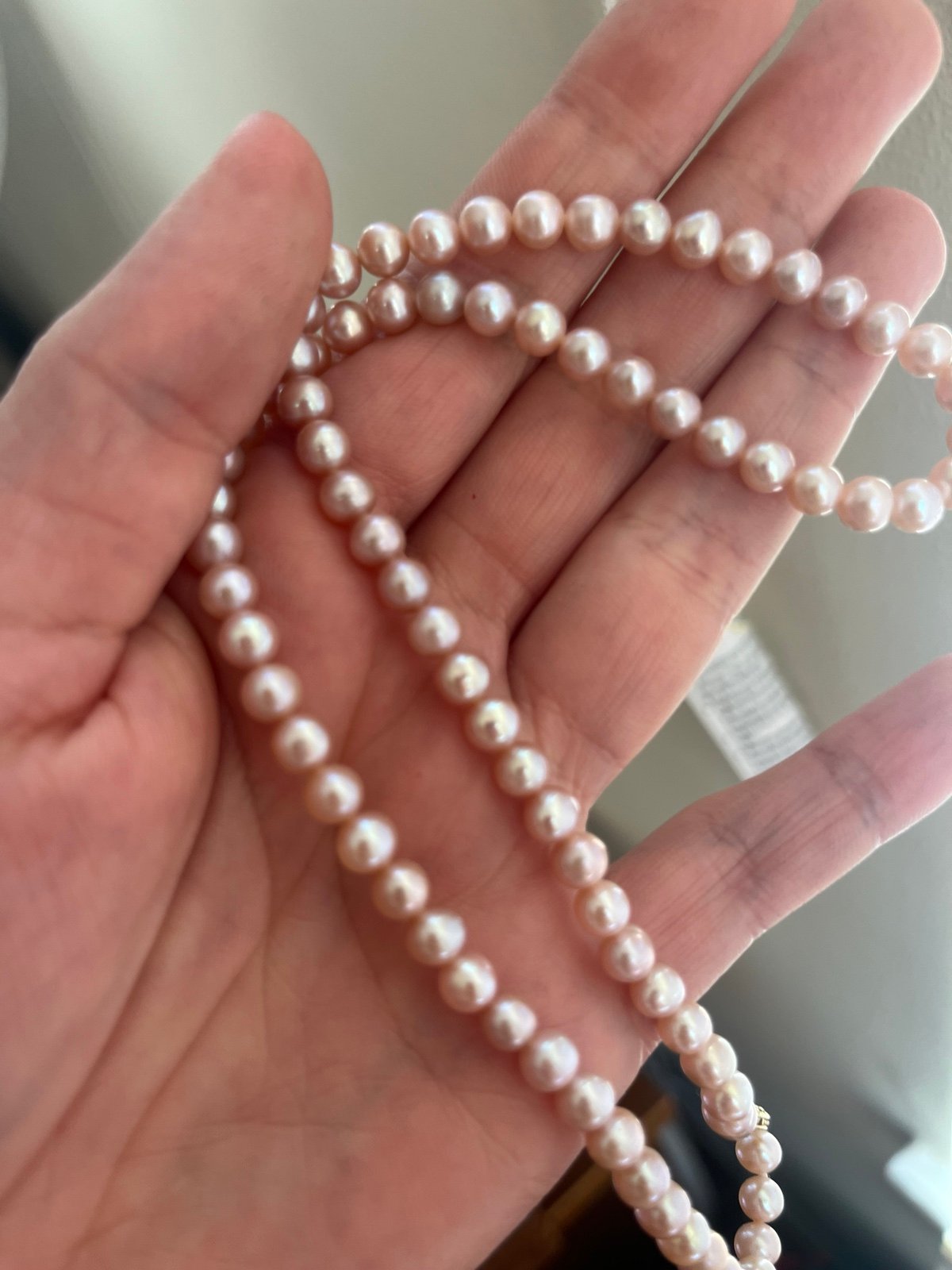 Pink Freshwater Pearl Necklace With 14k Gold Clasp