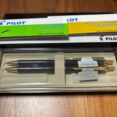 Pilot Cavalier Marble Blue Ballpoint Pen & Mechanical Pencil Set