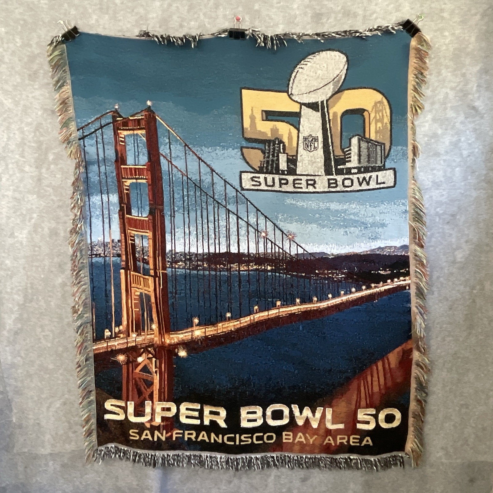Superbowl 50 San Francisco Bay Area Golden Gate Bridge Stadium Blanket 56 x42
