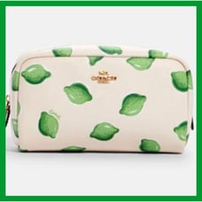 Coach Small Boxy Cosmetic Case With Lime Print NWT