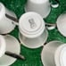 Lenox Solitaire Footed Cup 6oz Ivory Porcelain Platinum Trim Coffee Tea Set of 6