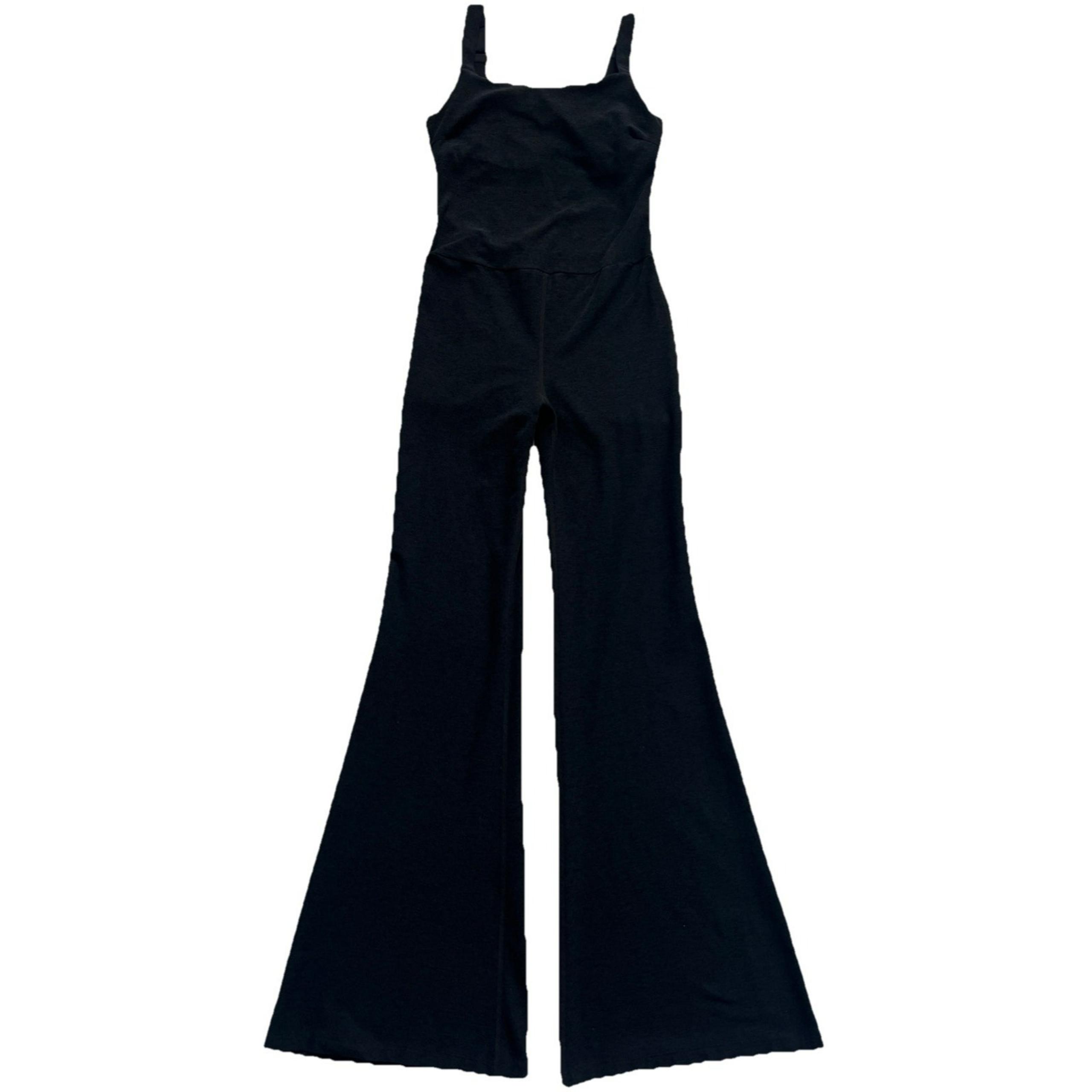 Beyond Yoga Jumpsuit Women Small Black Spacedye Hit The Scene Wide Leg Shelf Bra