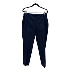 Lafayette 148 Dark Blue Cropped Pleated Business Professional Pants Size 12