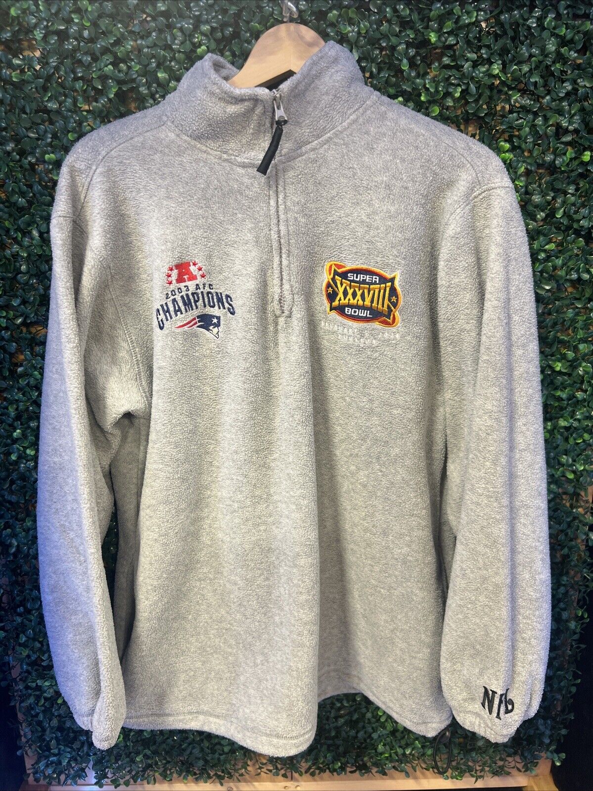 New England Patriots 2003 AFC Champions Fleece Quarter Zip Mens Size Medium