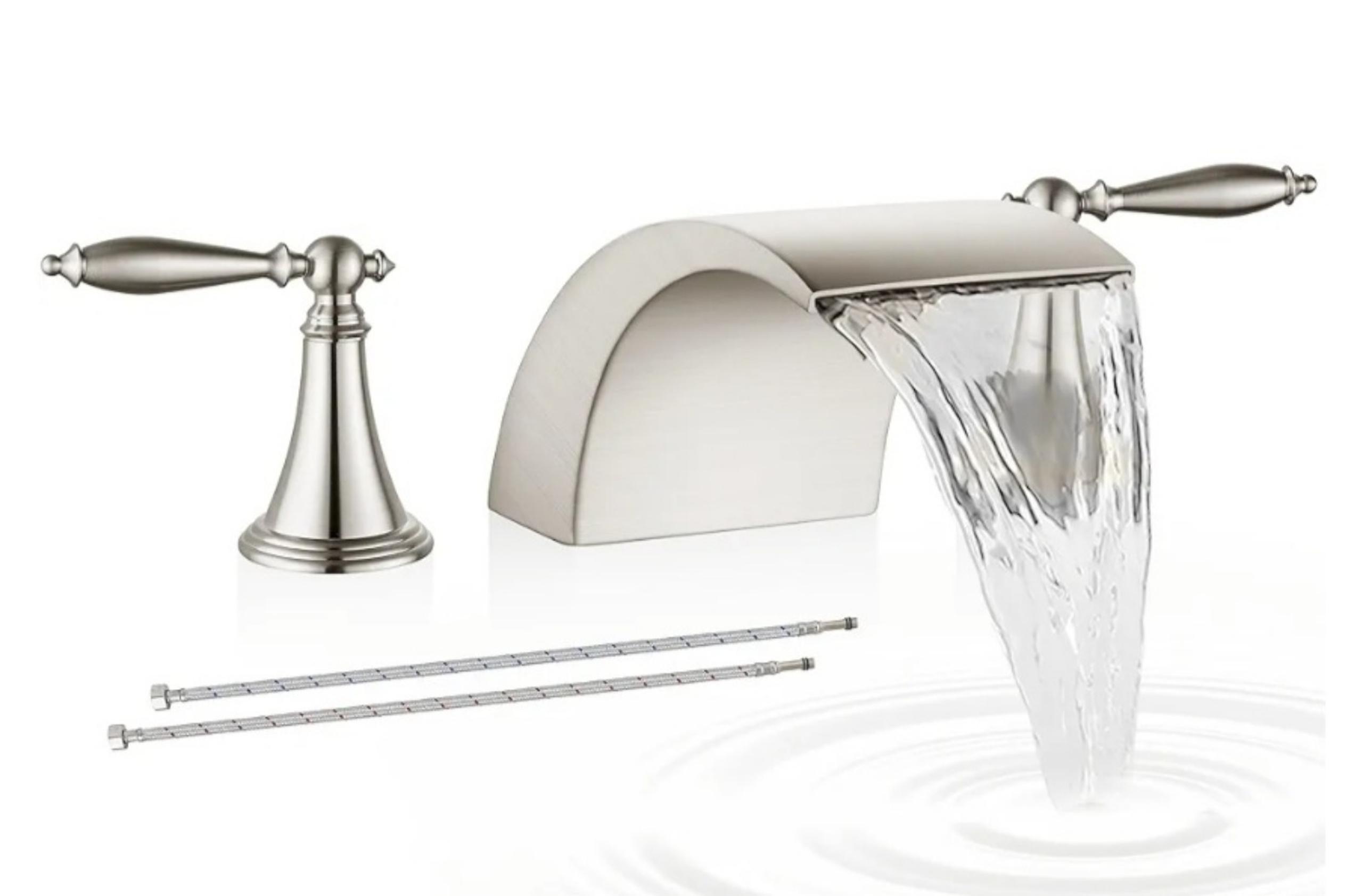 New never used brushed Nickel 3 inch wide bathroom sink faucet