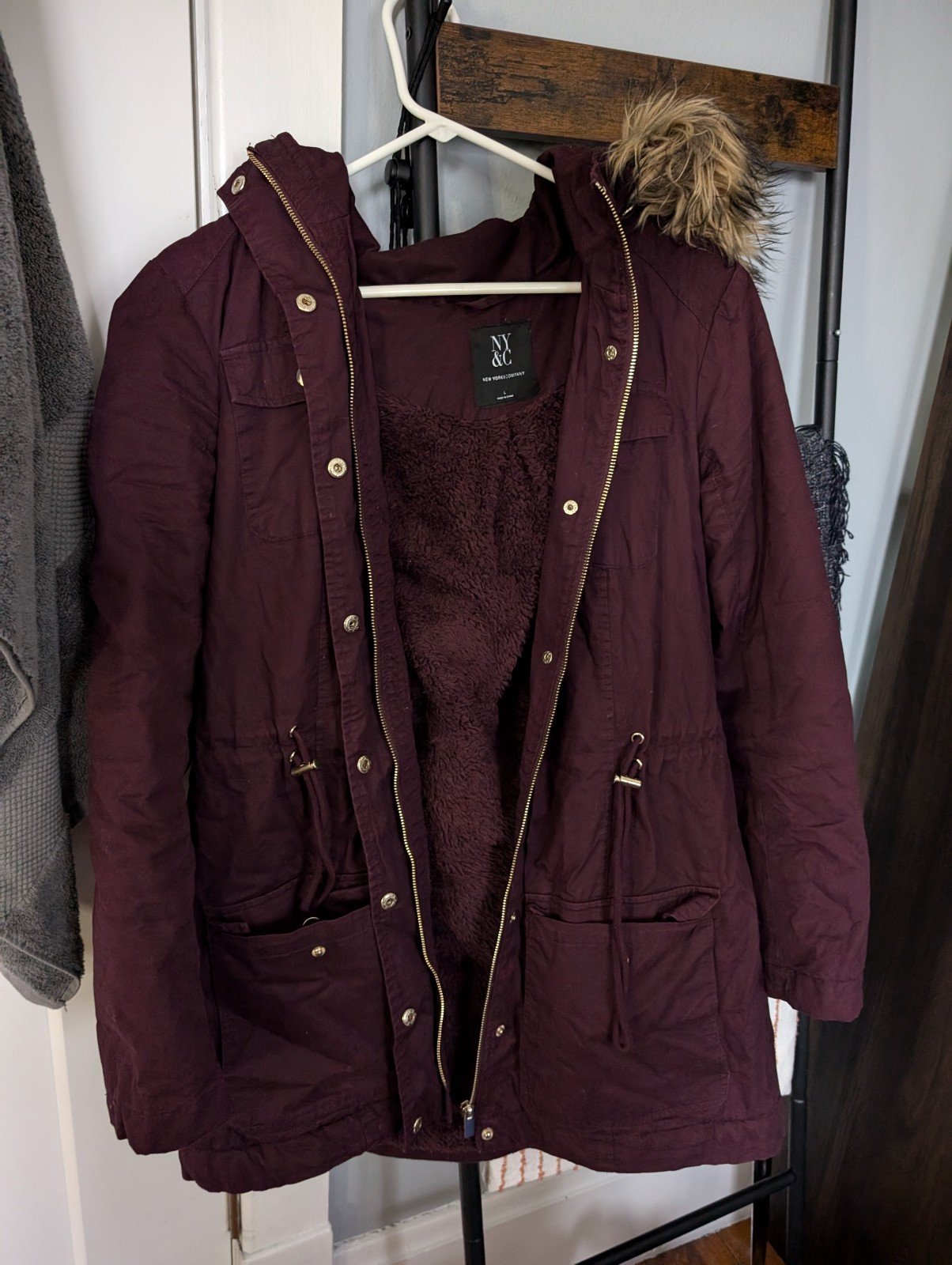 Large new york and company Burgundy coat