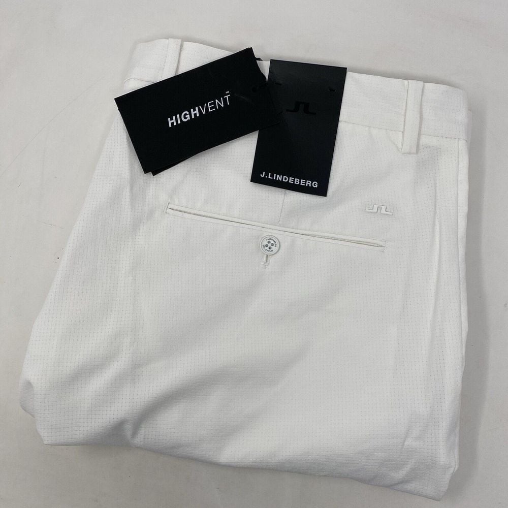 J. Lindeberg Mens 40 White Lightweight Flat Front Chino Golf Vent Shorts NEW