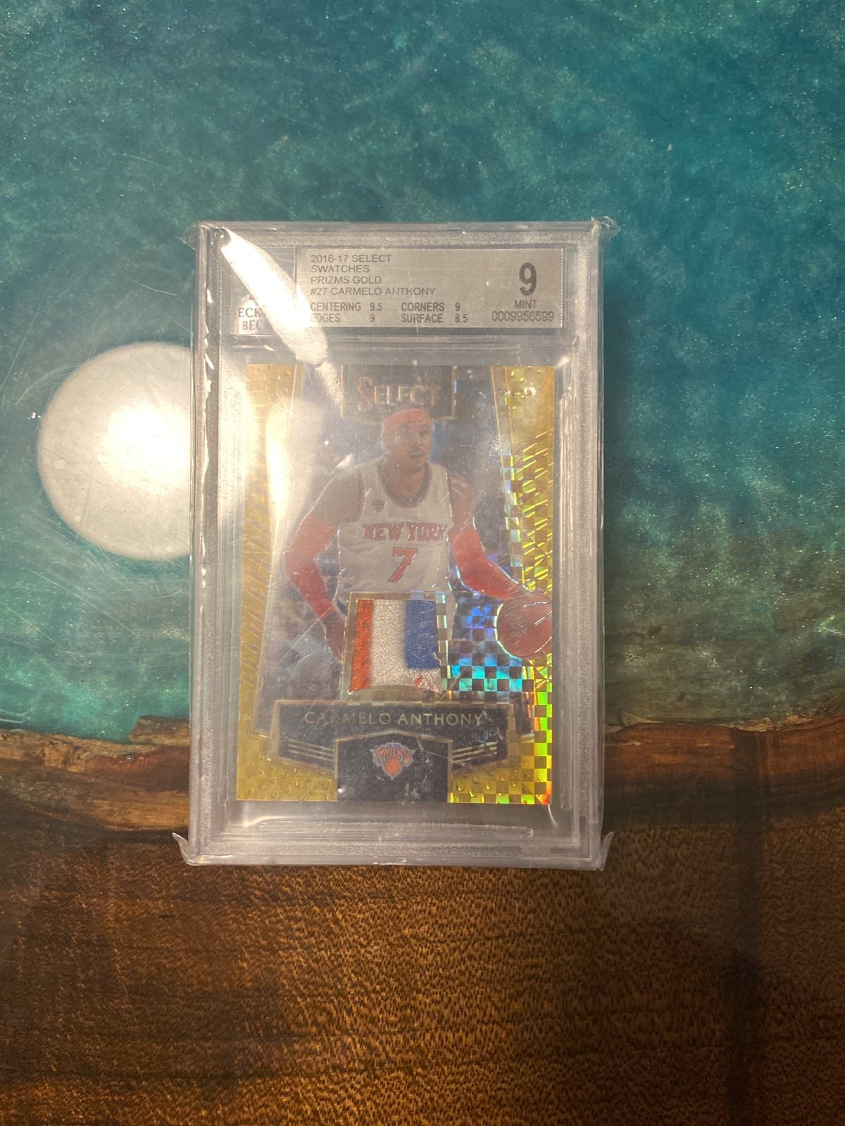 Carmelo Anthony 2016 select prizm gold swatches 10/10 rare Bgs 9