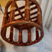 Vintage Boho Round Brown Bamboo Bentwood Rattan Ottoman Foot Stool 14 H