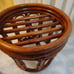 Vintage Boho Round Brown Bamboo Bentwood Rattan Ottoman Foot Stool 14 H