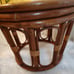 Vintage Boho Round Brown Bamboo Bentwood Rattan Ottoman Foot Stool 14 H