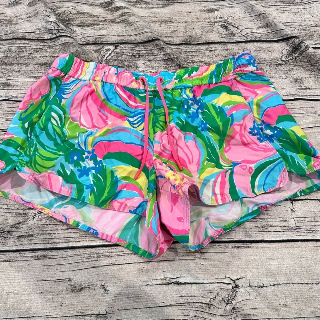 Lilly Pulitzer Multicolor Floral Luxletic Workout Shorts Size Medium