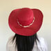 Vintage Pink Cowboy Hat - Wide Brim with Pink and White Ribbon - Retro Hat
