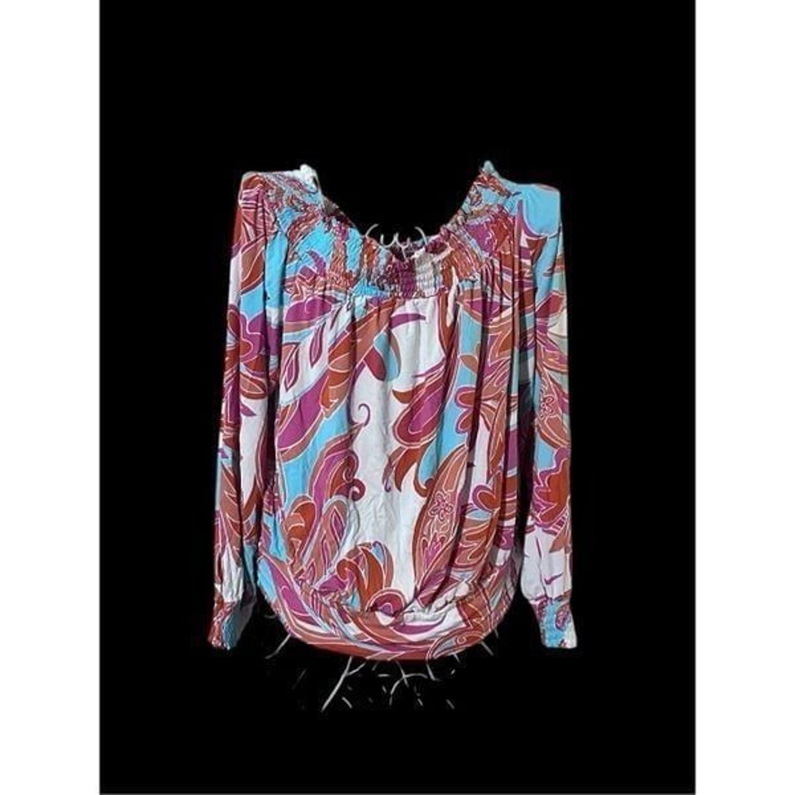 Beautiful Boston Proper Abstract Floral Off The Shoulder Knit Top, Groovy, Size