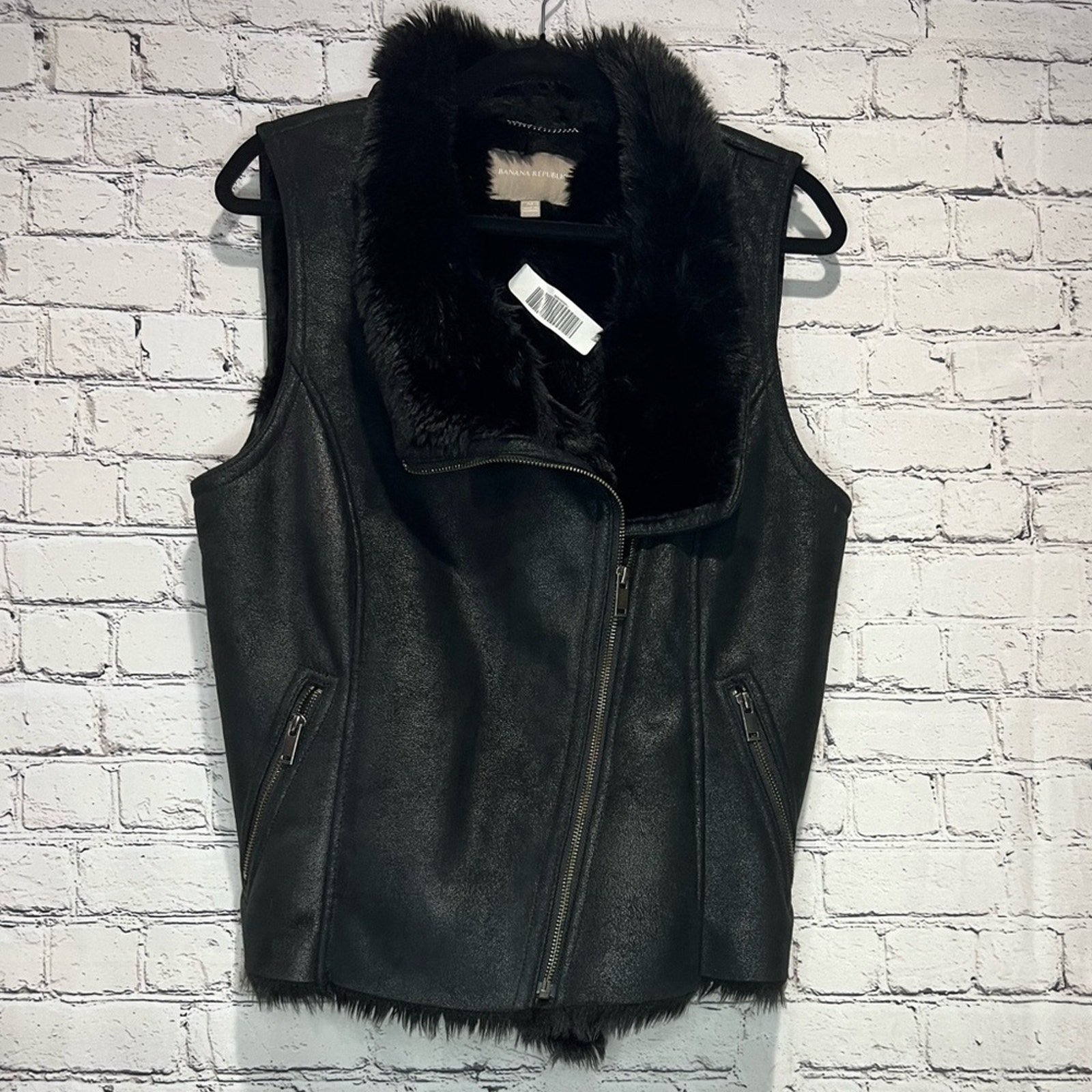 Banana Republic Faux Leather & Fur Vest