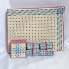 Vintage table setting for 8 needlepoint set placemats coasters napkin rings