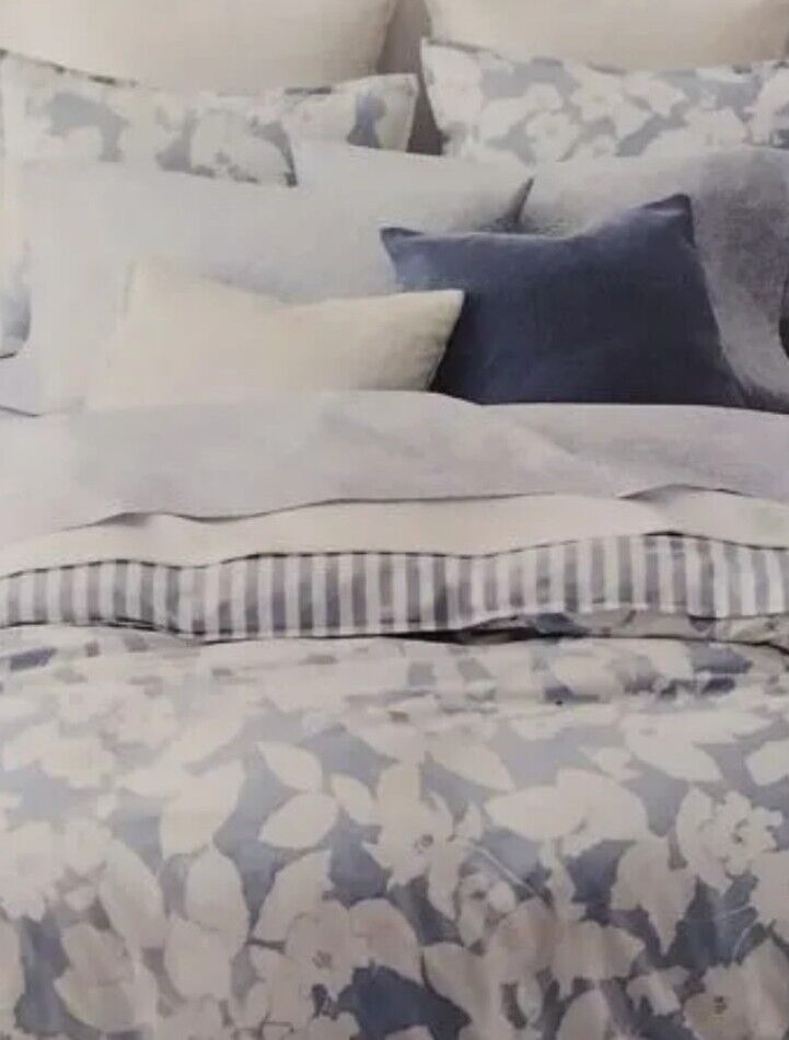 Brand New Ralph Lauren Willa Leaf Floral Queen Size Sheet Set 4 pc Chambray