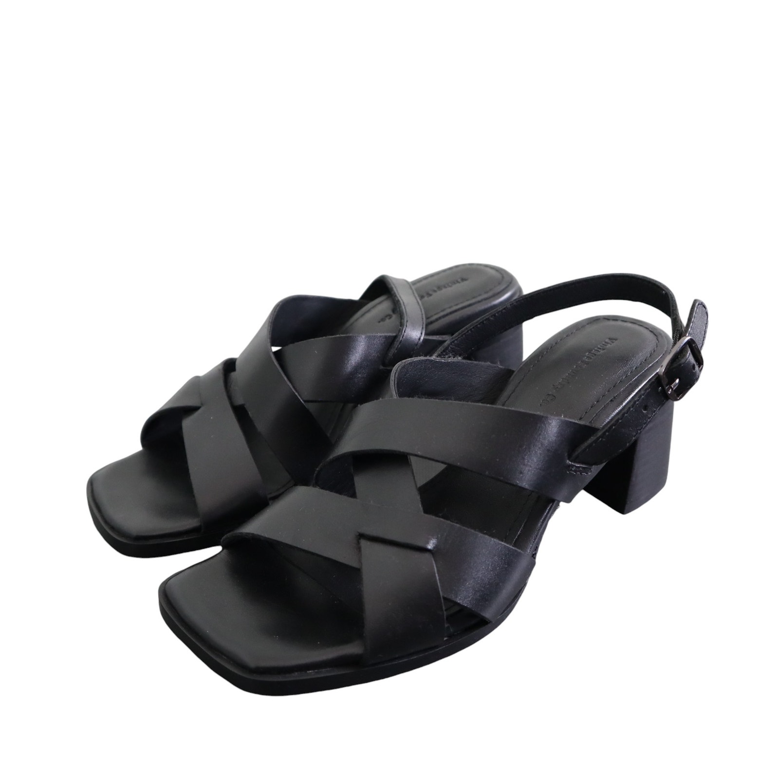 Vintage Foundry Co Womens Odelle Block Heel Sandal Size 7 Black Strappy Leather