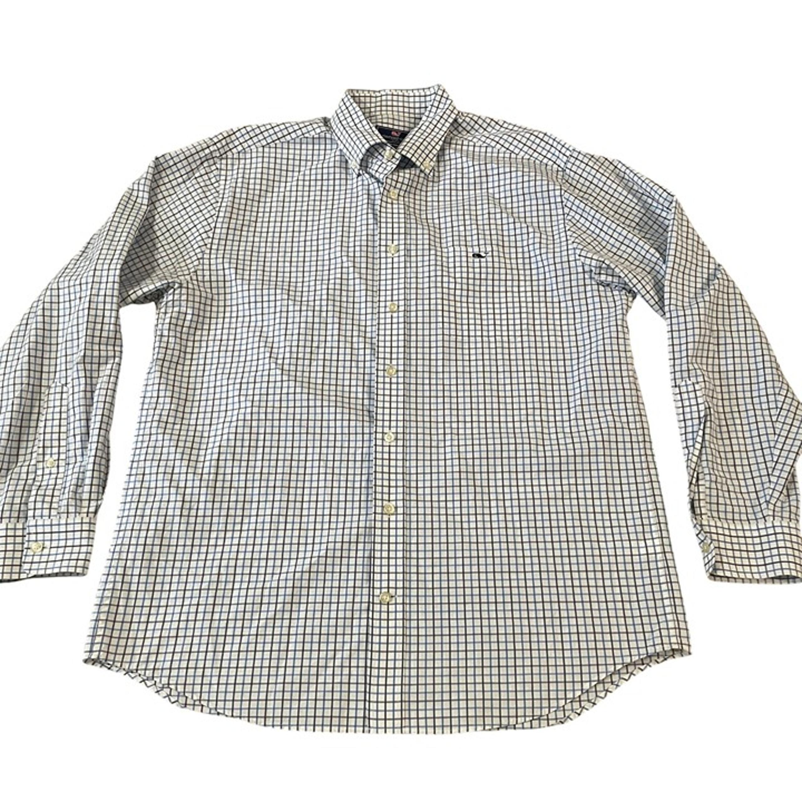 Vineyard Vines Tucker Shirt Men's Size Large Classic Fit White Blue Plaid