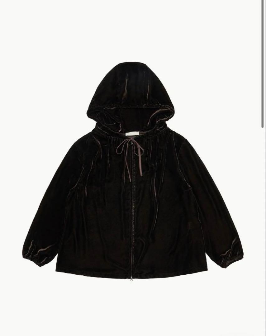 非売品 Dark HOODIE SHIRRING VELVET AMOMENTO Brown Parka - ジャケット・アウター