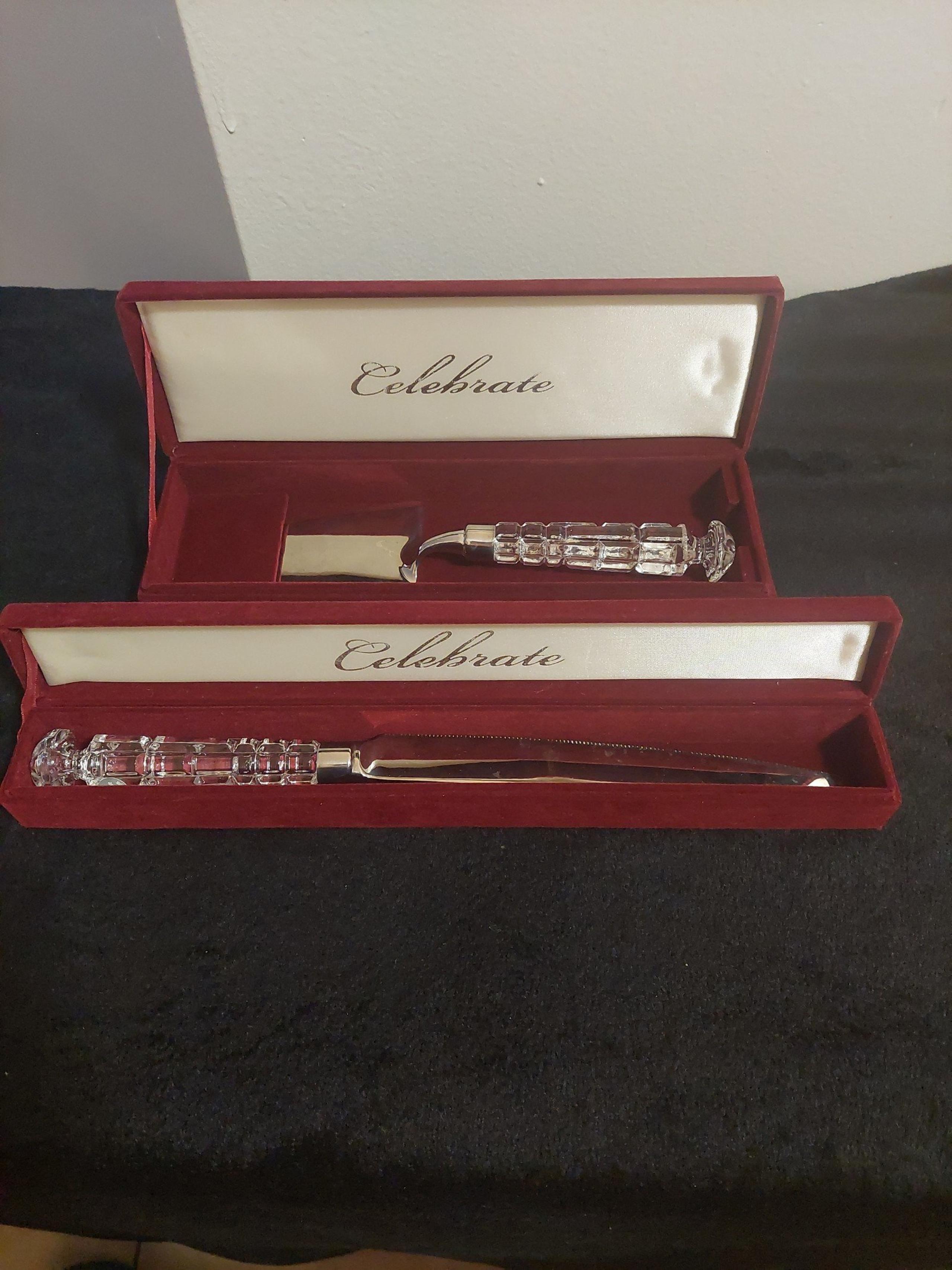 Crystal Cake Knife and Serving Set