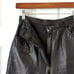 Bloomingdale's 90's Vintage High Waisted Slim Fit Genuine Leather Pants Black 4