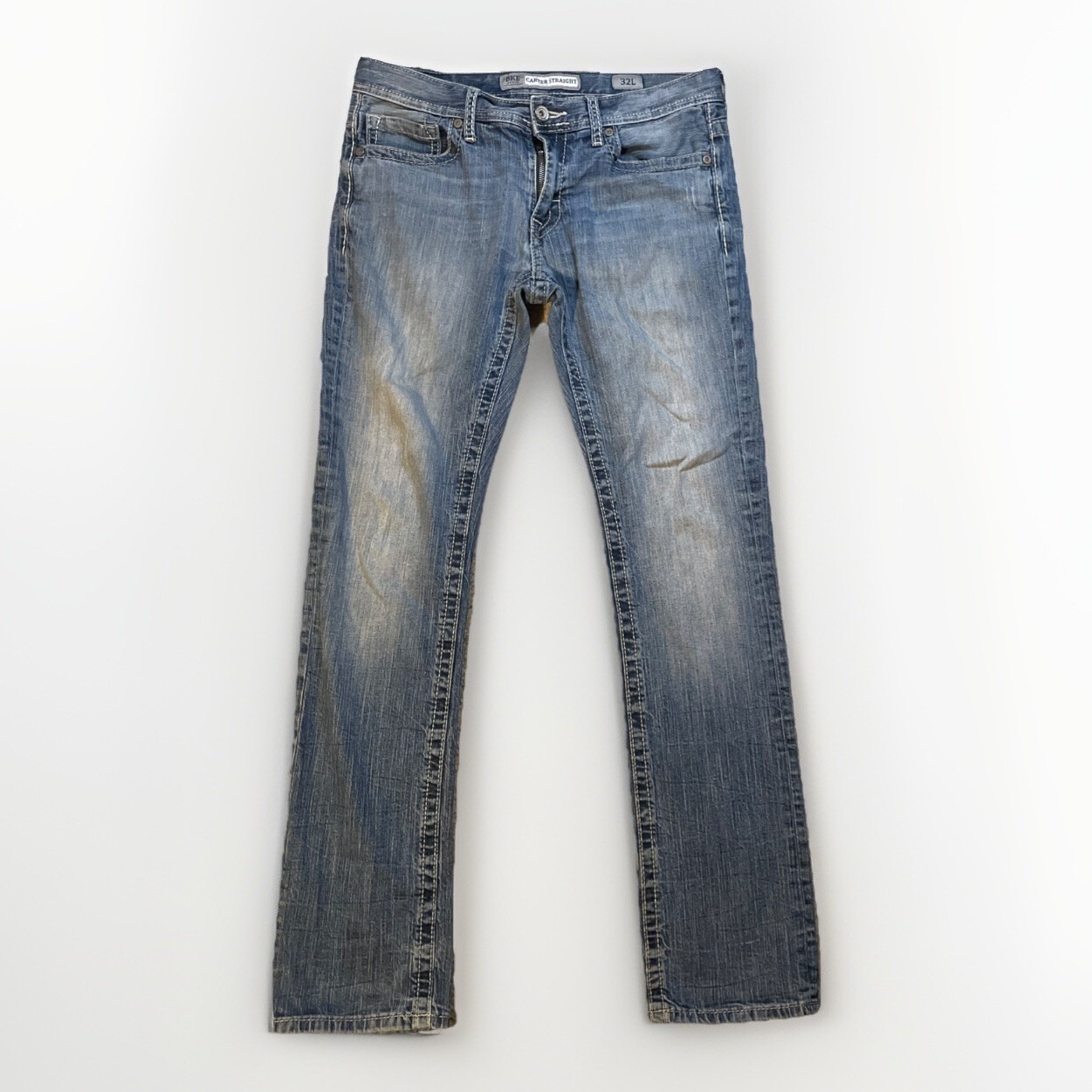 BKE Buckle Carter Straight Jeans Mens 32L (32x33) Blue Medium Wash Denim
