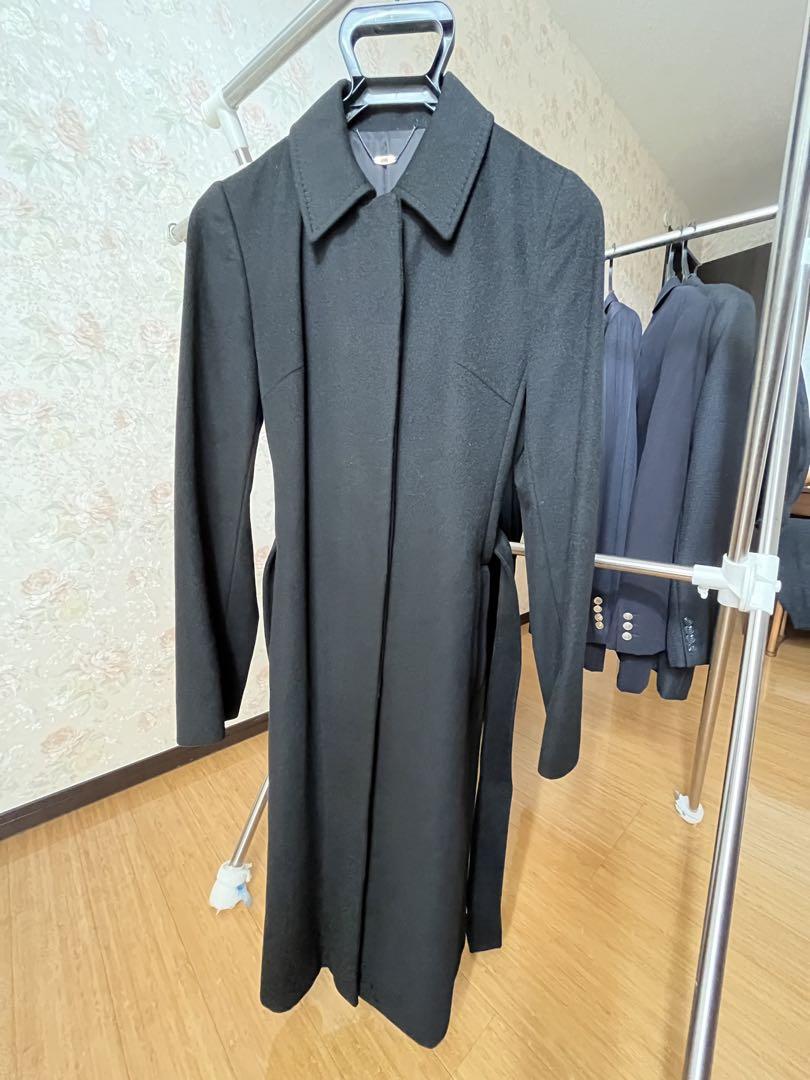 ef-de cashmere black long coat, size 7
